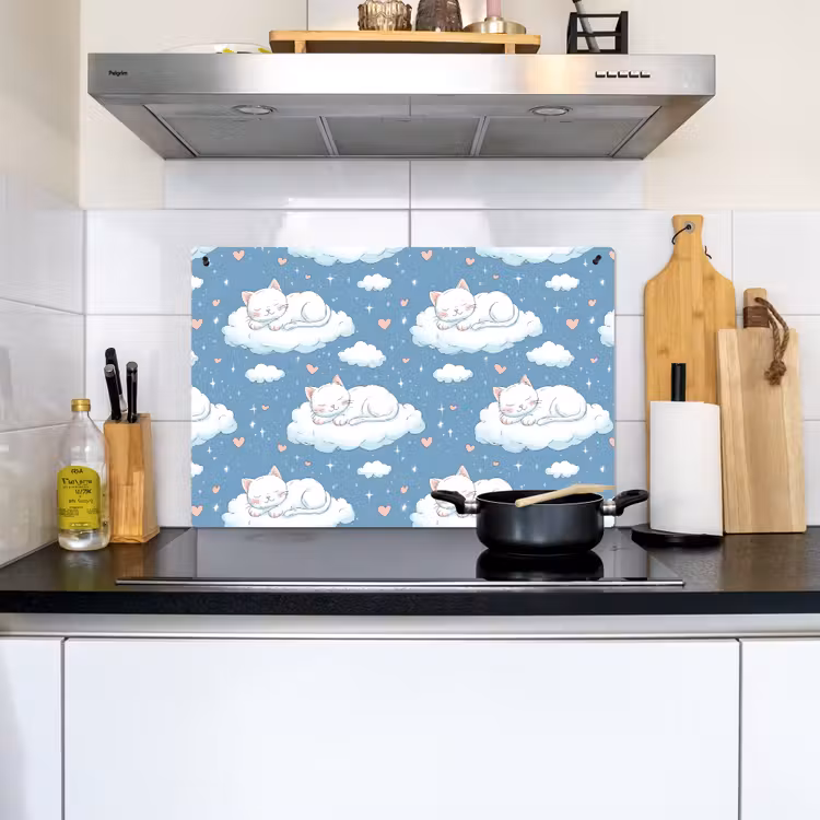 Kitten - Wolken - Blauw Inductie beschemer met haakjes klein 777 -sfeer2