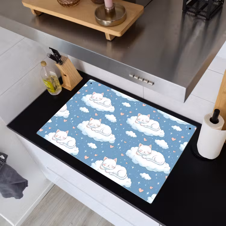 Kitten - Wolken - Blauw Inductie beschemer met haakjes klein 777 -sfeer1