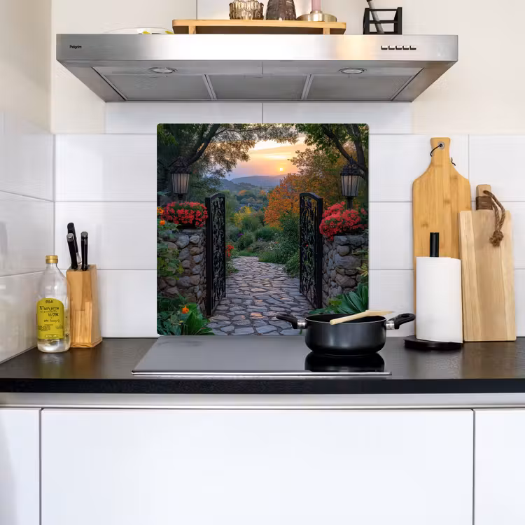 Landschap - Hek - Pad - Zonsondergang - Natuur Inductie beschemer met haakjes middel -sfeer2