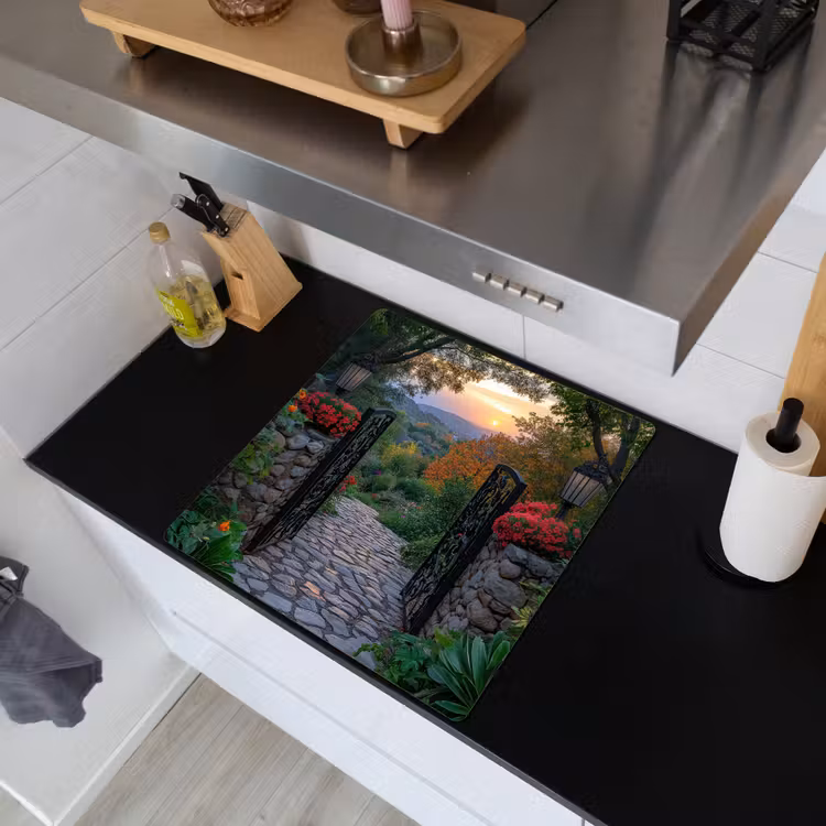 Landschap - Hek - Pad - Zonsondergang - Natuur Inductie beschemer met haakjes middel -sfeer1