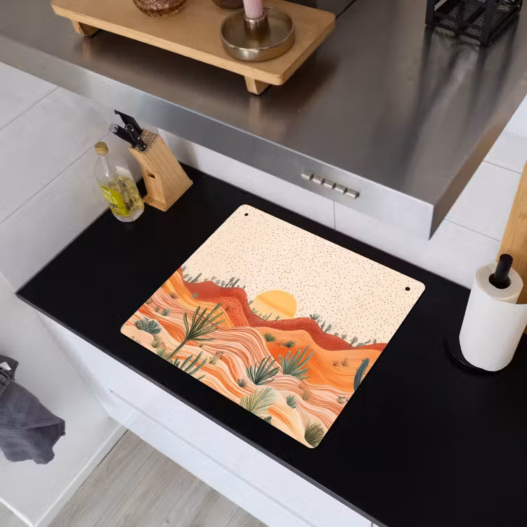 Landschap - Heuvels - Zonsondergang Inductie beschemer met haakjes middel -sfeer1