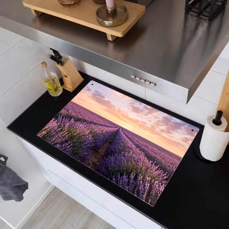Landschap - Lavendelveld - Paars Inductie beschemer met haakjes klein -sfeer1