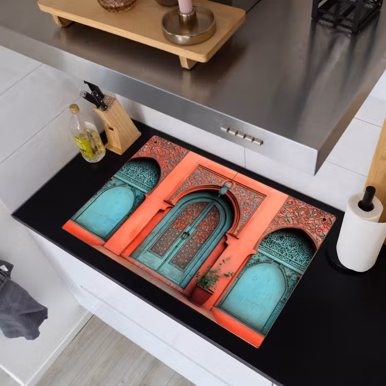 Lantaarn - Deur - Turquoise Inductie beschemer met haakjes klein -sfeer1