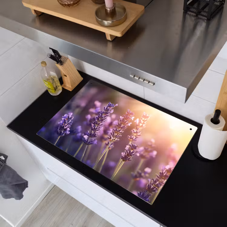 Lavendelbloemen - Paars - Zonlicht Inductie beschemer met haakjes klein -sfeer1