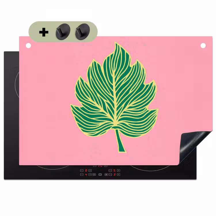 Blad - Groen - Illustratie - Minimalistisch Inductie beschemer met haakjes klein -3d