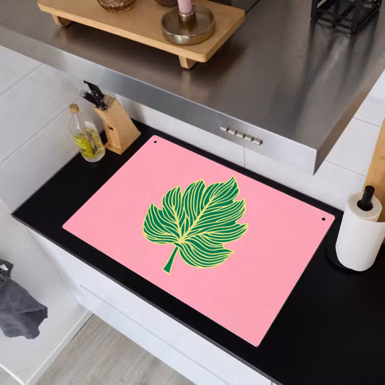 Blad - Groen - Illustratie - Minimalistisch Inductie beschemer met haakjes klein -sfeer1