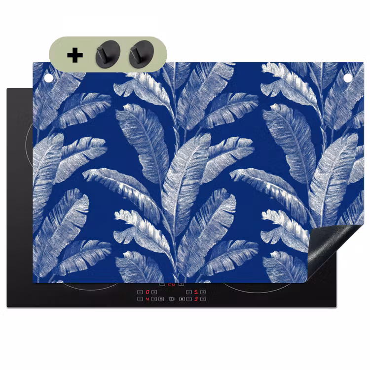 Blad - Palm - Blauw Inductie beschemer met haakjes klein 777 -3d