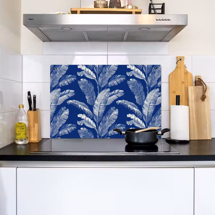 Blad - Palm - Blauw Inductie beschemer met haakjes klein 777 -sfeer2