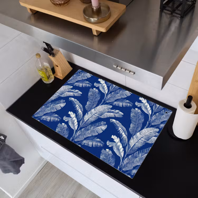 Blad - Palm - Blauw Inductie beschemer met haakjes klein 777 -sfeer1
