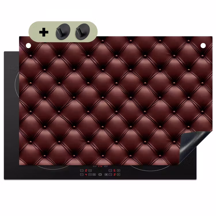 Leer - Patroon - Bordeaux Inductie beschemer met haakjes klein 777 -3d