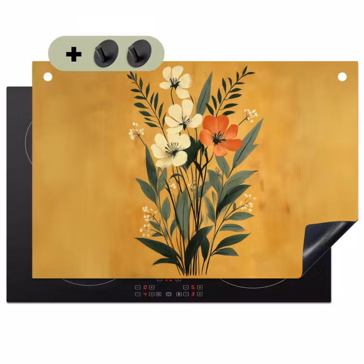 Bladeren - Boeket - Bloemen - Geel Inductie beschemer met haakjes klein -3d