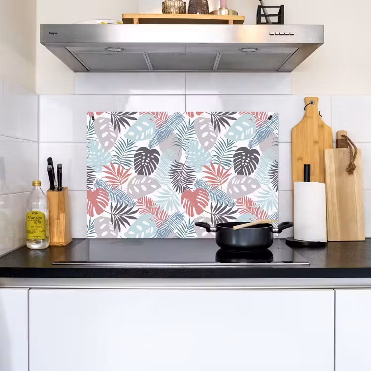 Bladeren - Jungle - Pastel - Tropisch Inductie beschemer met haakjes klein -sfeer2
