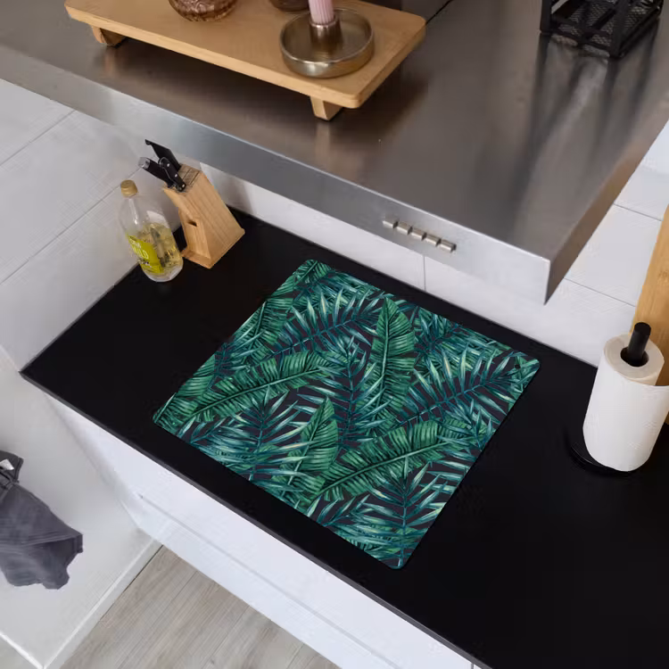 Bladeren - Inductie beschermer - Jungle - Tropical Inductie beschemer met haakjes middel -sfeer1
