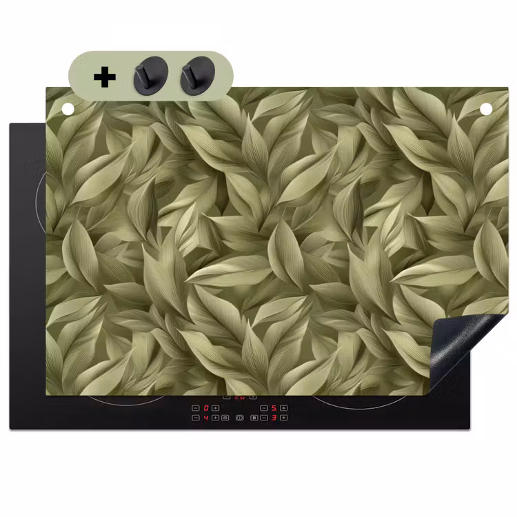 Bladeren - Modern - Groen Inductie beschemer met haakjes klein 777 -3d