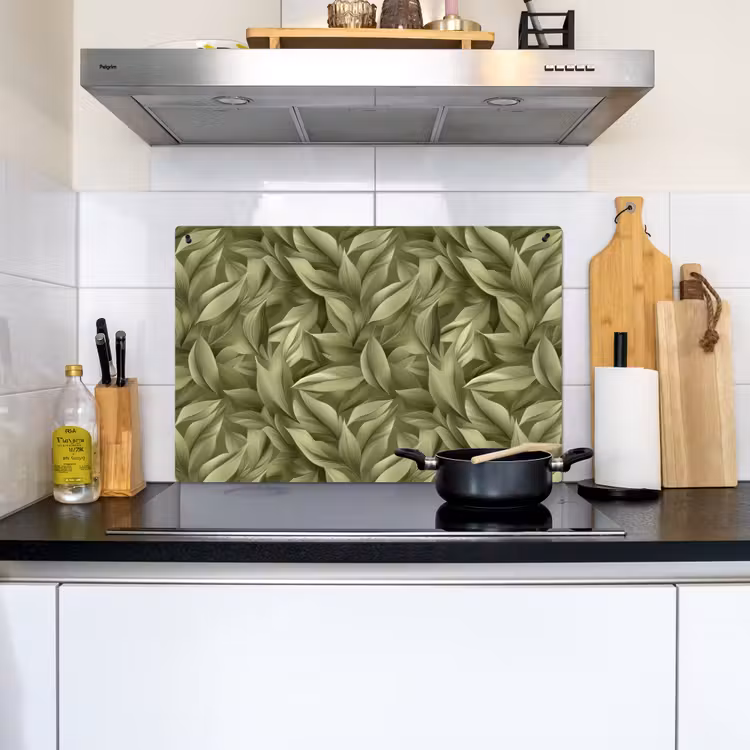 Bladeren - Modern - Groen Inductie beschemer met haakjes klein 777 -sfeer2