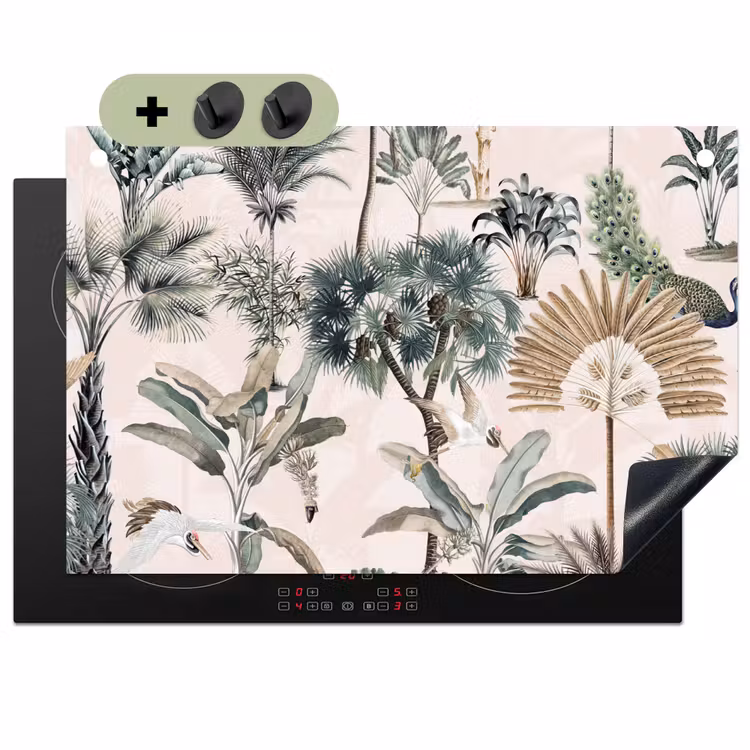 Bladeren - Monstera - Jungle - Tropical Inductie beschemer met haakjes klein -3d