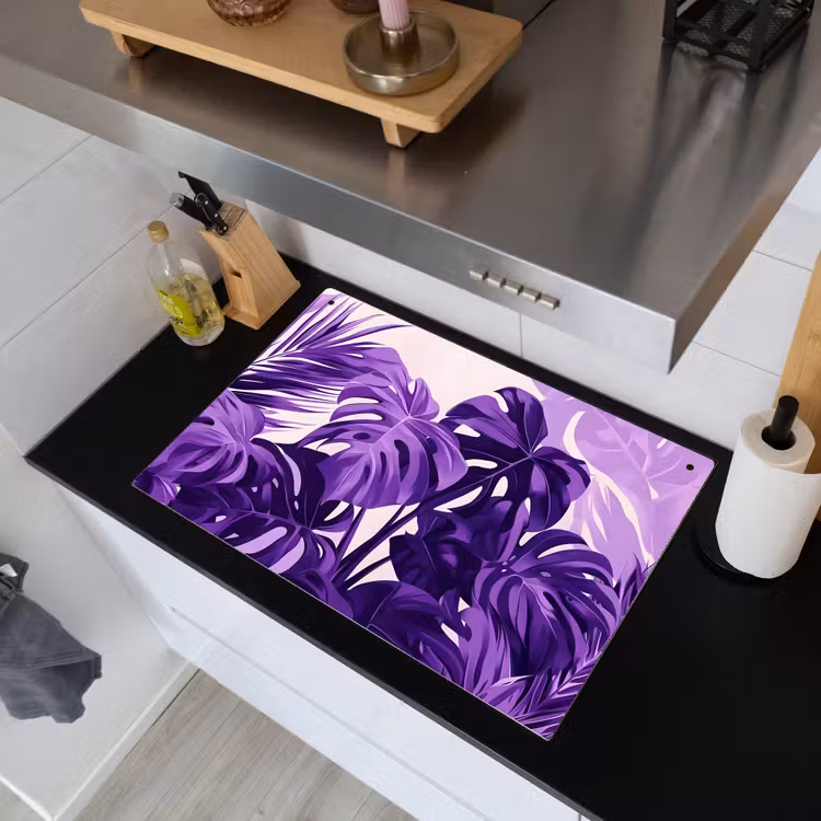 Bladeren - Paars - Tropisch - Abstract Inductie beschemer met haakjes klein -sfeer1