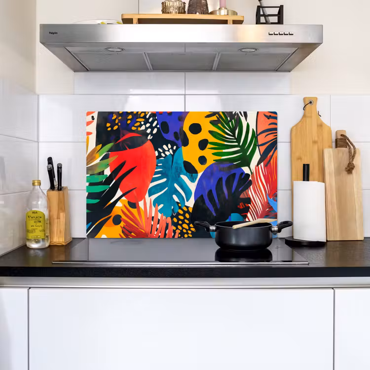 Bladeren - Vormen - Abstract - Kleurrijk Inductie beschemer met haakjes klein -sfeer2