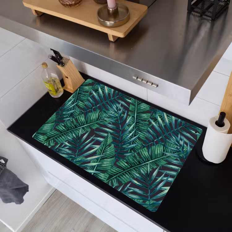 Bladeren - Tropical - Jungle Inductie beschemer met haakjes klein -sfeer1