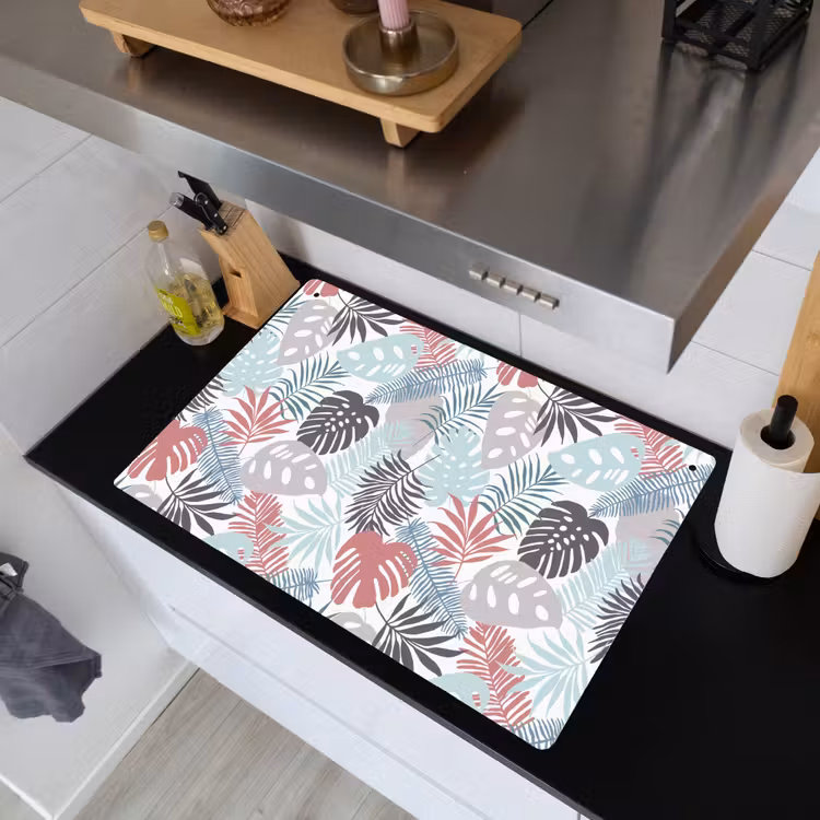 Bladeren - Tropical - Pastel - Jungle Inductie beschemer met haakjes klein -sfeer1