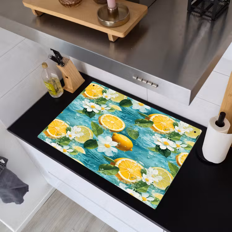 Citroen - Bloemen - Bruisend - Water Inductie beschemer met haakjes klein 777 -sfeer1