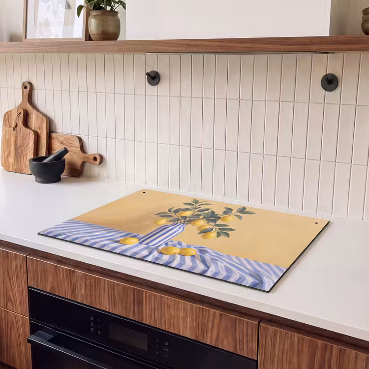 Induction Hob Cover & Splashback (2-in-1) - Lemon - Still Life - Modern - Citroen - Stilleven - Modern Inductie beschemer met haakjes klein