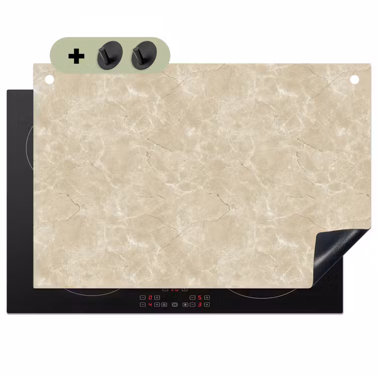 Lichtbeige - Marmer - Diffusie adering Inductie beschemer met haakjes klein 777 -3d