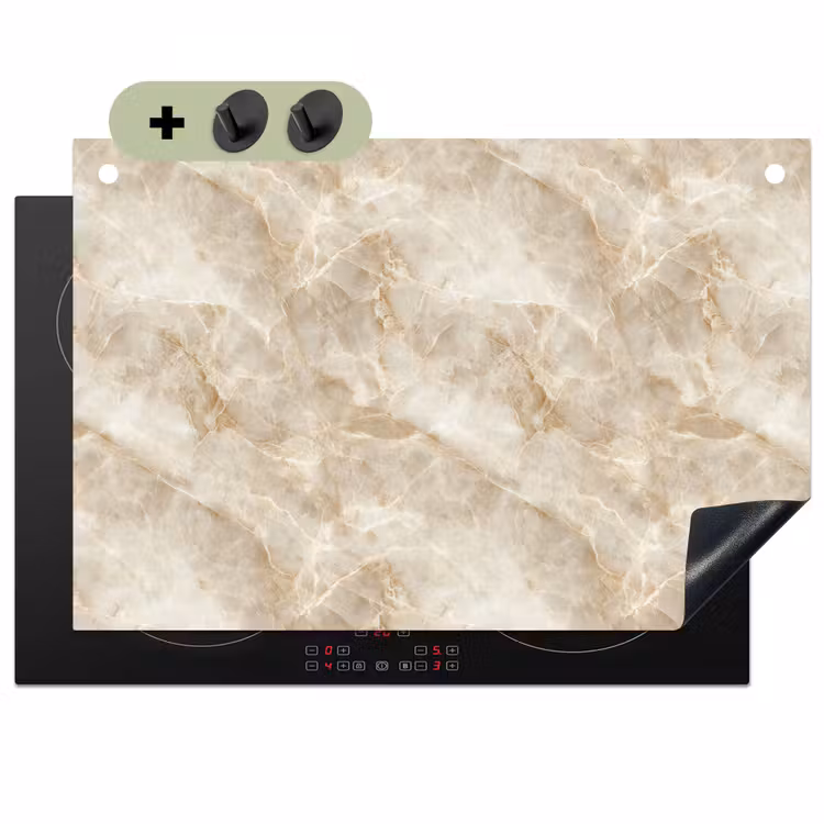 Lichtbeige - Onyx - Subtiel Inductie beschemer met haakjes klein 777 -3d