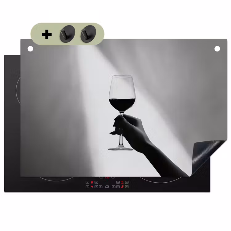 Lichtinval - Wijn - Rood - Glas Inductie beschemer met haakjes klein -3d