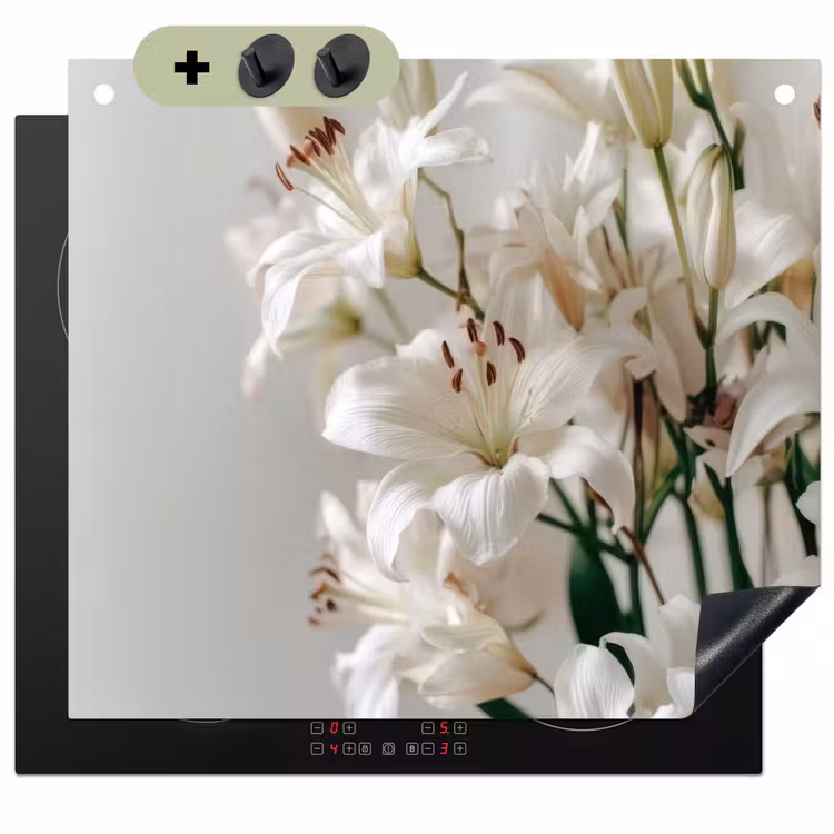 Lelies - Boekte - Wit - Meeldraden Inductie beschemer met haakjes middel -3d