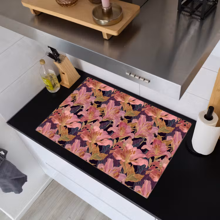 Lelies - Patroon - Roze - Goud Inductie beschemer met haakjes klein 777 -sfeer1