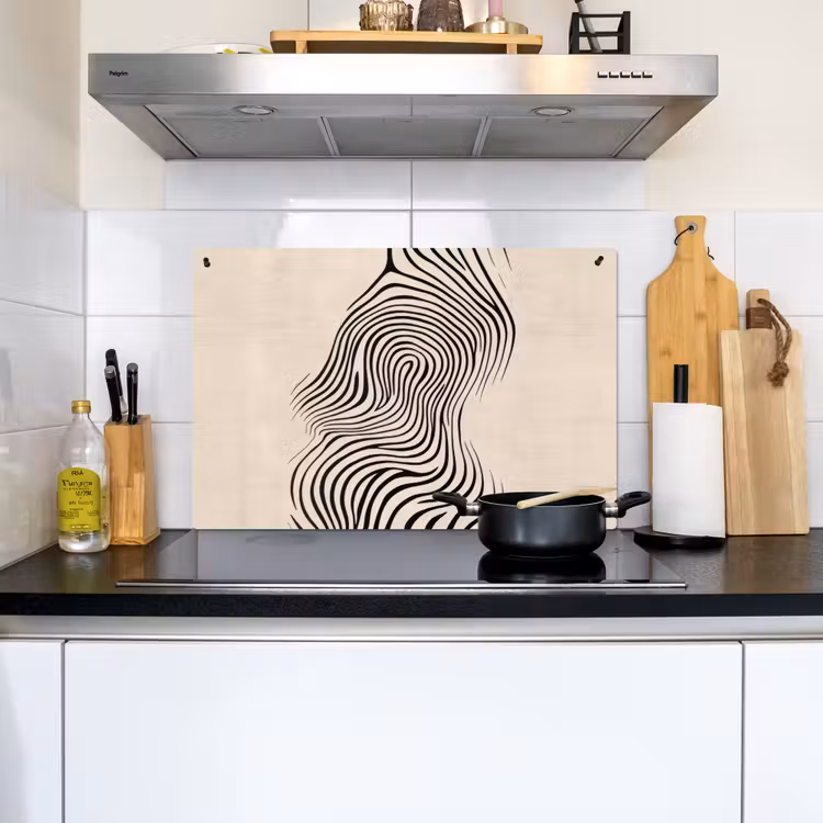 Lijnen - Abstract - Golvend - Zwart Inductie beschemer met haakjes klein -sfeer2