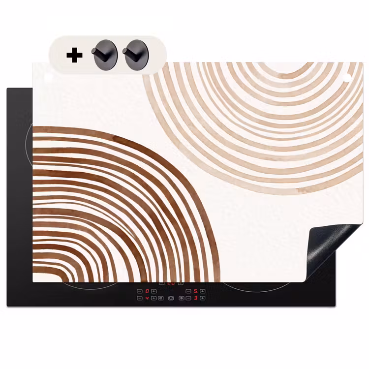 Induction Hob Cover & Splashback (2-in-1) - Lines - Minimalist - Art - Lijnen - Minimalistisch - Kunst Inductie beschemer met haakjes klein