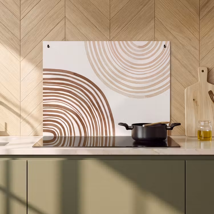 Induction Hob Cover & Splashback (2-in-1) - Lines - Minimalist - Art - Lijnen - Minimalistisch - Kunst Inductie beschemer met haakjes klein