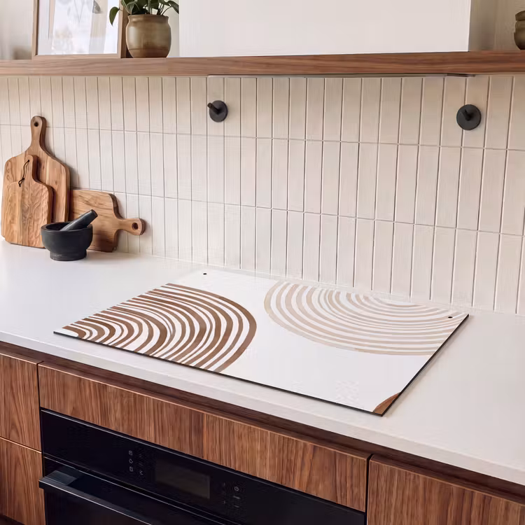Induction Hob Cover & Splashback (2-in-1) - Lines - Minimalist - Art - Lijnen - Minimalistisch - Kunst Inductie beschemer met haakjes klein
