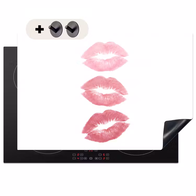 Lippen - Kusafdruk - Roze - Modern - Abstract Inductie beschemer met haakjes klein -3d