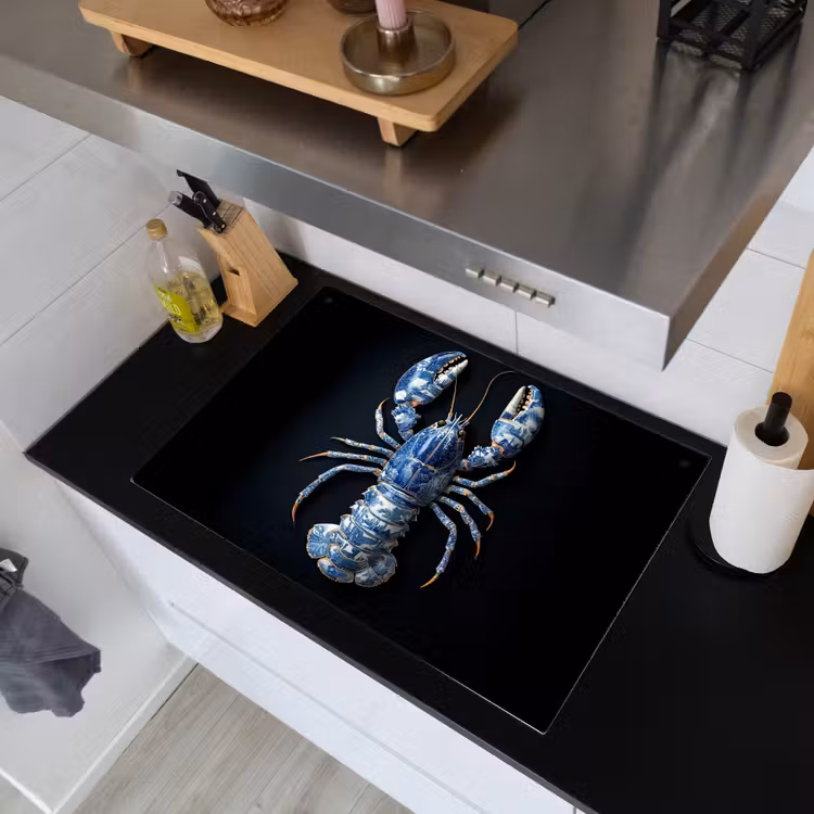 Kreeft - Delftsblauw - Schild - Stoer Inductie beschemer met haakjes klein -sfeer1