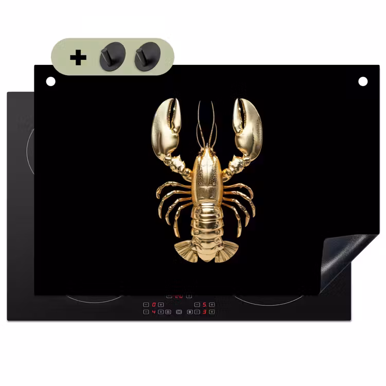 Kreeft - Goud - Textuur - Zwart Inductie beschemer met haakjes klein -3d