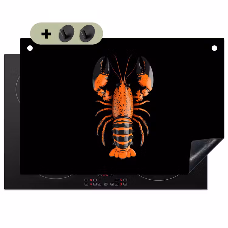 Kreeft - Oranje - Zwart - Modern Inductie beschemer met haakjes klein -3d