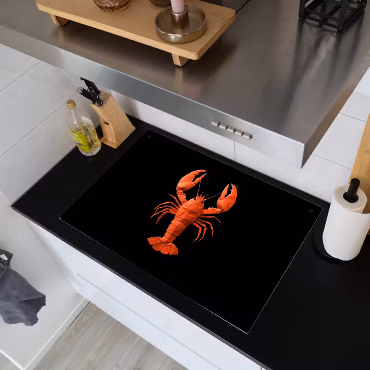 Kreeft - Papier - Origami papier - Rood Inductie beschemer met haakjes klein -sfeer1