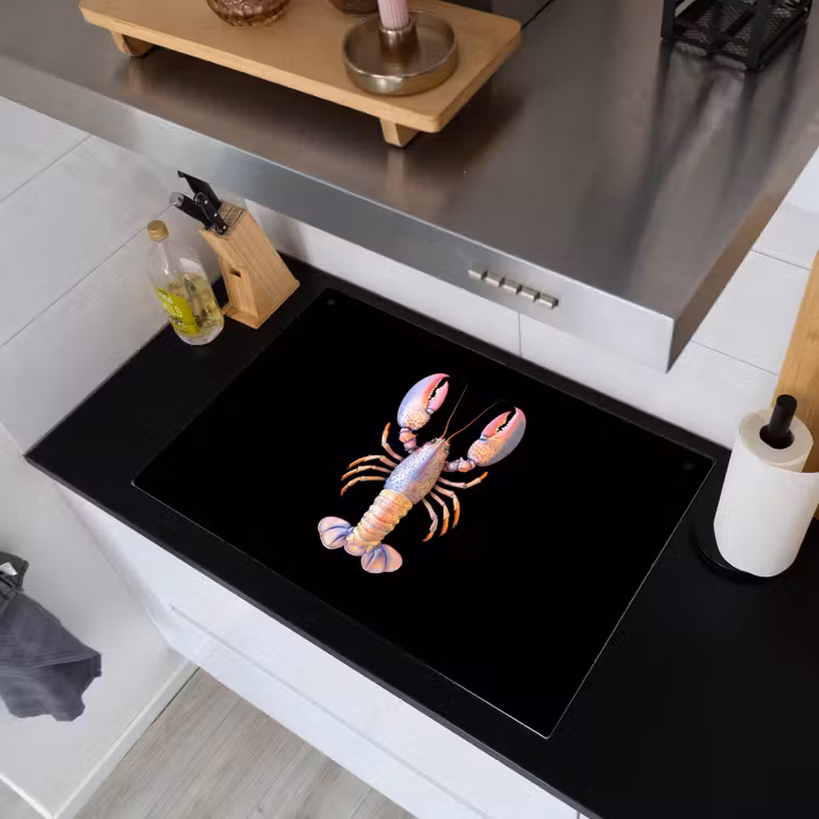 Kreeft - Roze - Zacht - Zwart Inductie beschemer met haakjes klein -sfeer1
