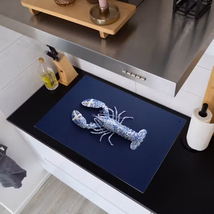 Kreeft - Porselein - Delfts - Blauw Inductie beschemer met haakjes klein -sfeer1