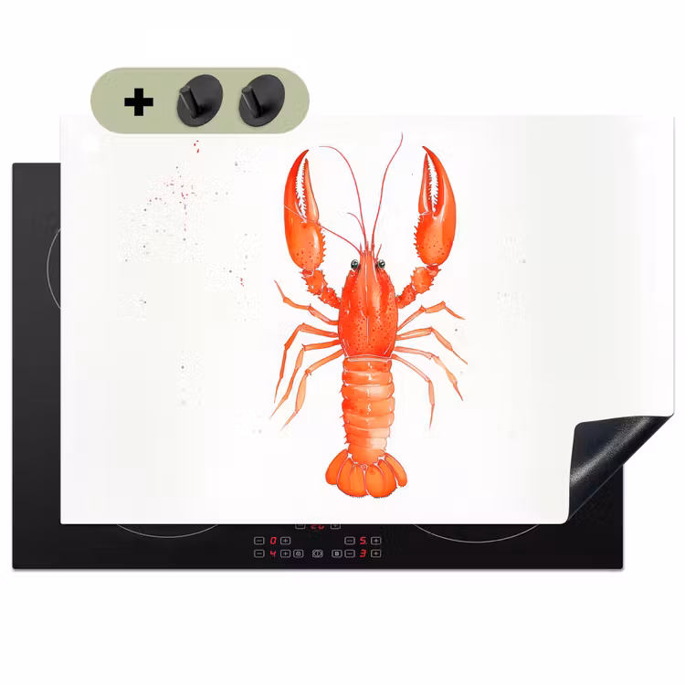 Kreeft - Waterverf - Aquarel - Oranje Inductie beschemer met haakjes klein -3d