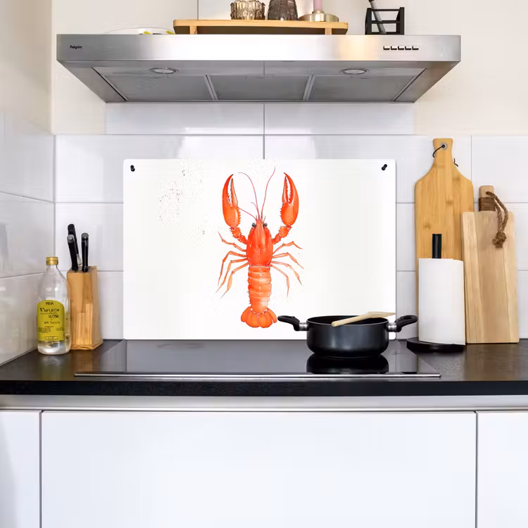 Kreeft - Waterverf - Aquarel - Oranje Inductie beschemer met haakjes klein -sfeer2