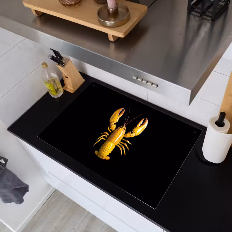 Kreeft - Geel - Stippen - Effen Inductie beschemer met haakjes klein -sfeer1