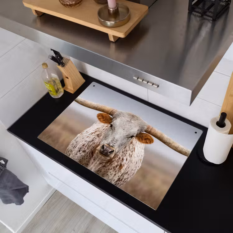 Longhorn - Grasveld - Dier Inductie beschemer met haakjes klein -sfeer1
