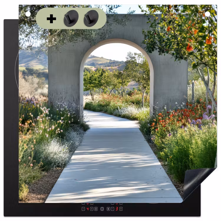 Doorkijk - Pad - Beton - Landschap Inductie beschemer met haakjes middel -3d