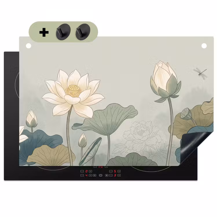 Lotus - Bloemen - Groen Inductie beschemer met haakjes klein -3d