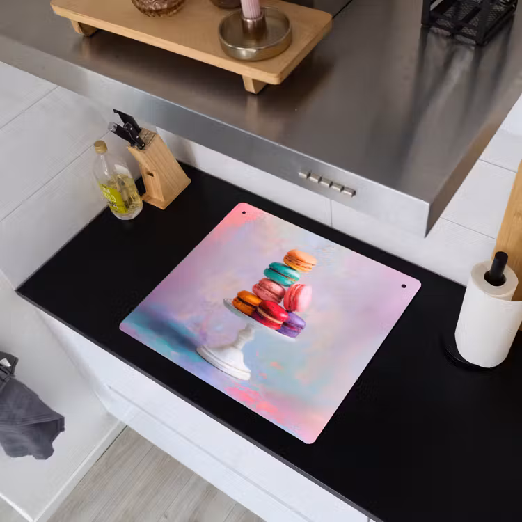 Macarons - Schaal - Pastel - Kleurrijk Inductie beschemer met haakjes middel -sfeer1