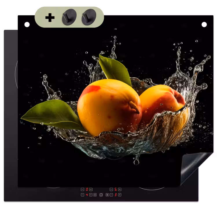 Mango - Fruit - Water - Zwart - Bladeren Inductie beschemer met haakjes middel -3d